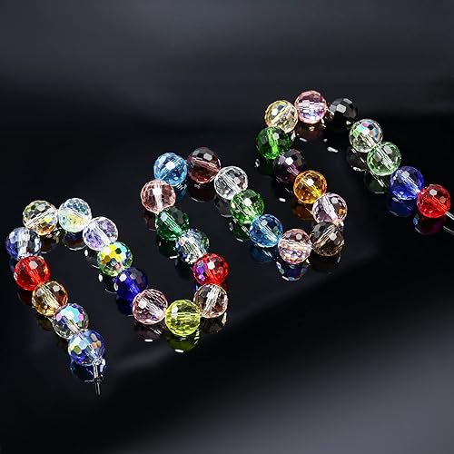 Miniatura 6 de Dowarm 100 cuentas de cristal de 0.315 pulgadas para la fabricación de joyas, cuentas de cristal facetadas con rosa dorada para manualidades,