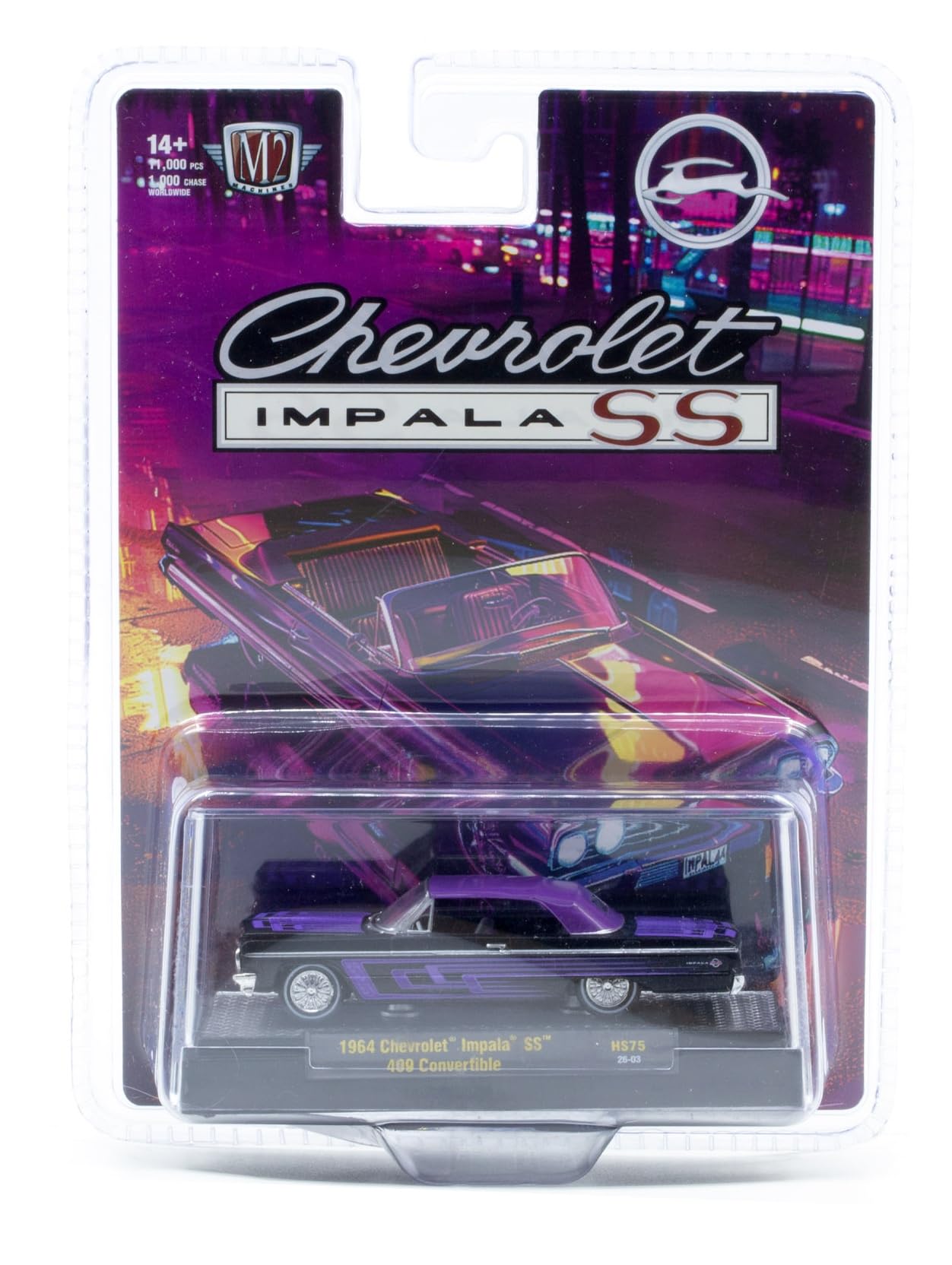 M2 Machines 1964 Impala SS 409 Convertible Black Purple HS75 Hobby