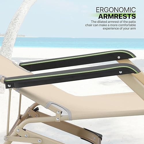 Miniatura 9 de Magshion Sillas plegables reclinables para patio, silla reclinable de 3 posiciones para exteriores con reposacabezas ajustable para patio trasero y