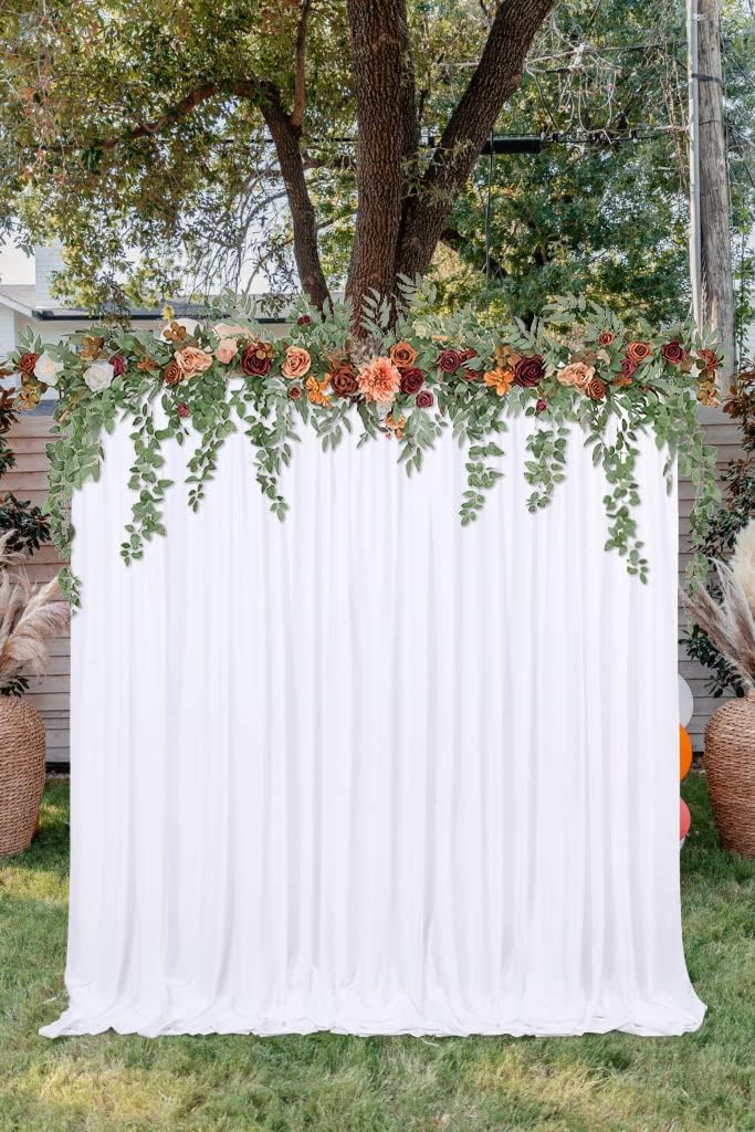 White Backdrop 8ft x 10ft Photo Wedding Backdrop Polyester Fabric Photography Backdrop for Photoshoot Parties Curtain