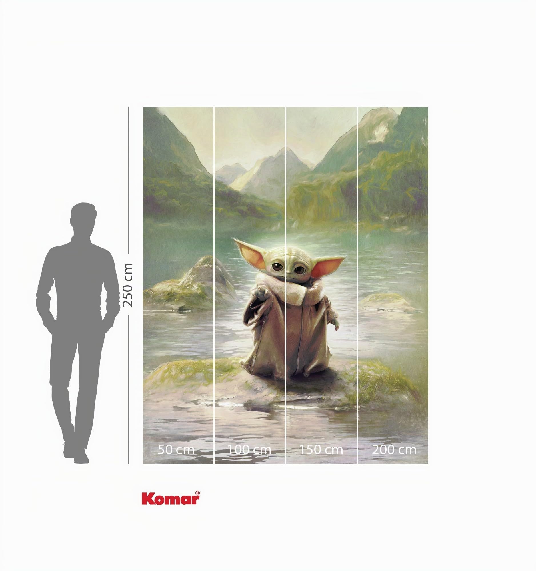 Komar Vlies Fototapete Star Wars The Mandalorian Grogu Landscape | 200 x 250 cm, Kinderzimmer, Kindertapete