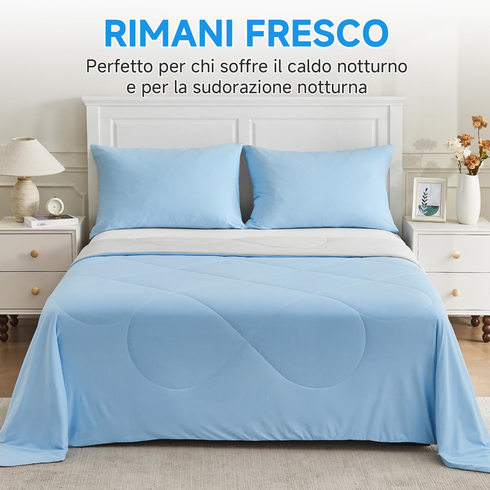 HOMFINE Coperta Refrigerante Letto - Super Morbido Coperta Estiva Matrimoniale Q-Max>0,4 Fresca Coperta Estiva di Rinfrescante Cooling Blanket Traspirante Coperte Estive, Blu, 200 x 220 cm