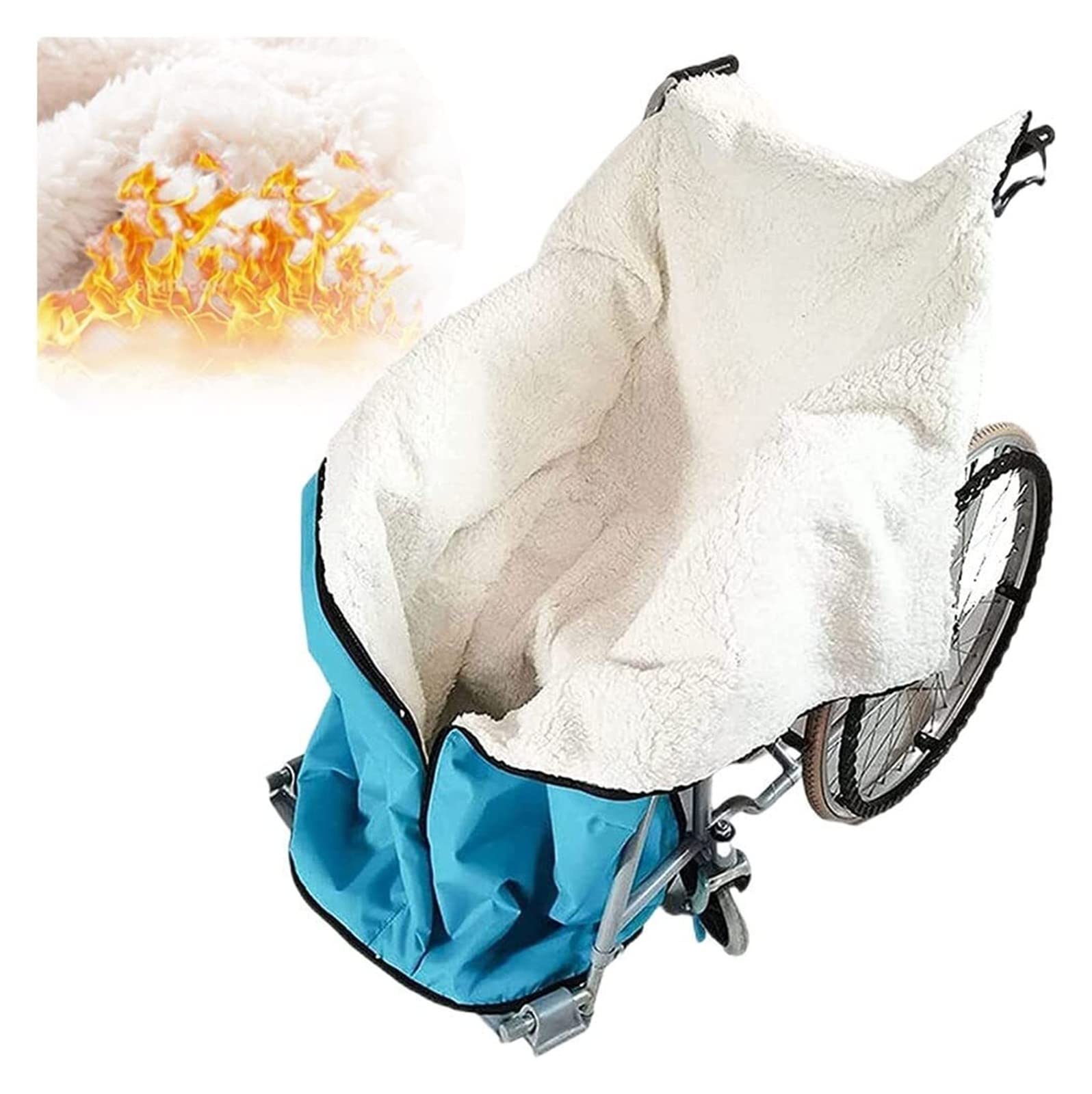 Manta Reutilizable con Cremallera para Silla de Ruedas, Impermeable, Gruesa, Mantiene el Calor, Forro Polar de Felpa, Tirador con Cremallera de Anilla, Funda térmica para