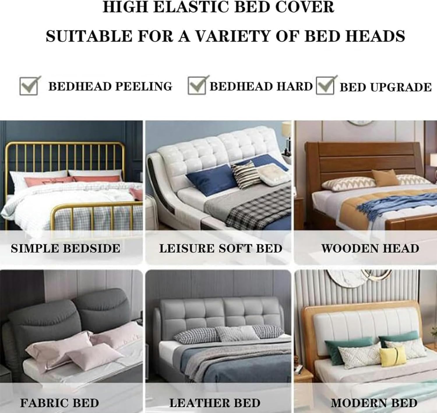 AMNOOL Headboard Cover Elasticity Fleece Bed Headboard Dustproof Slipcovers Thicken Solid Color Quilted Bed Head Cover for Bedroom Headboard Decoration