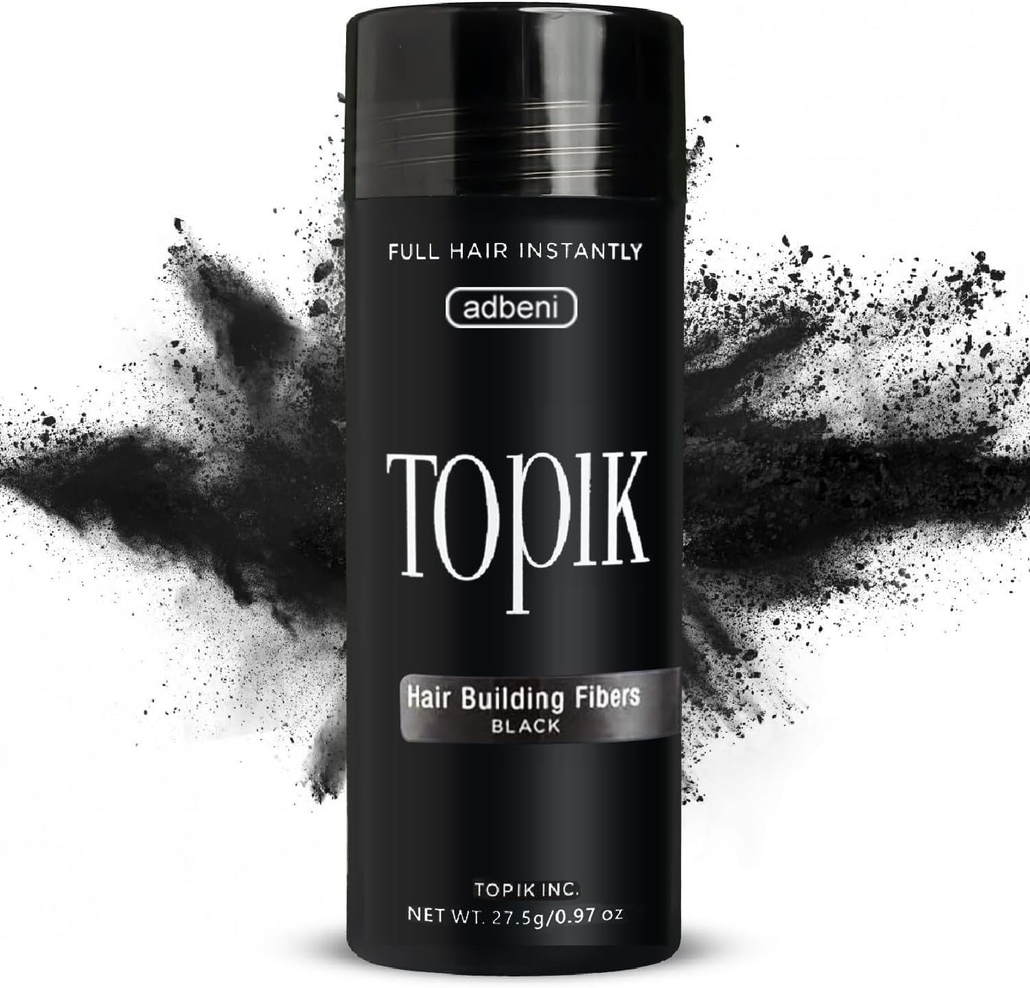 Imported Topik Hair Building Fibers 27.5G | Instantly Conceals Thinning Hair & Bald Spots for Men & Women | Natural Keratin Hair Powder for Fuller Hair | Sweat & Wind Resistant | Black