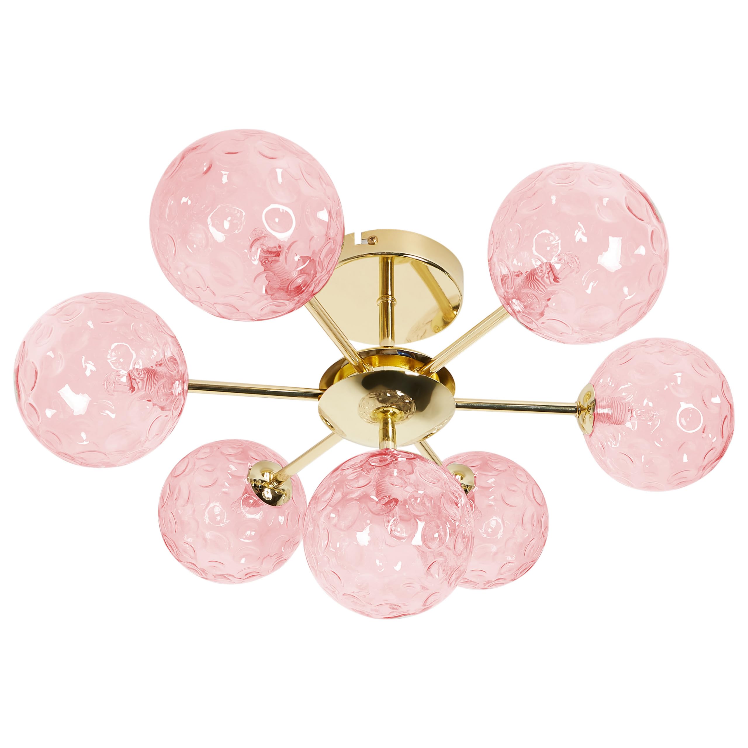 Deckenleuchte mit Kugel Glasschirmen rosa / gold glamourös 7-flammig Anadyr