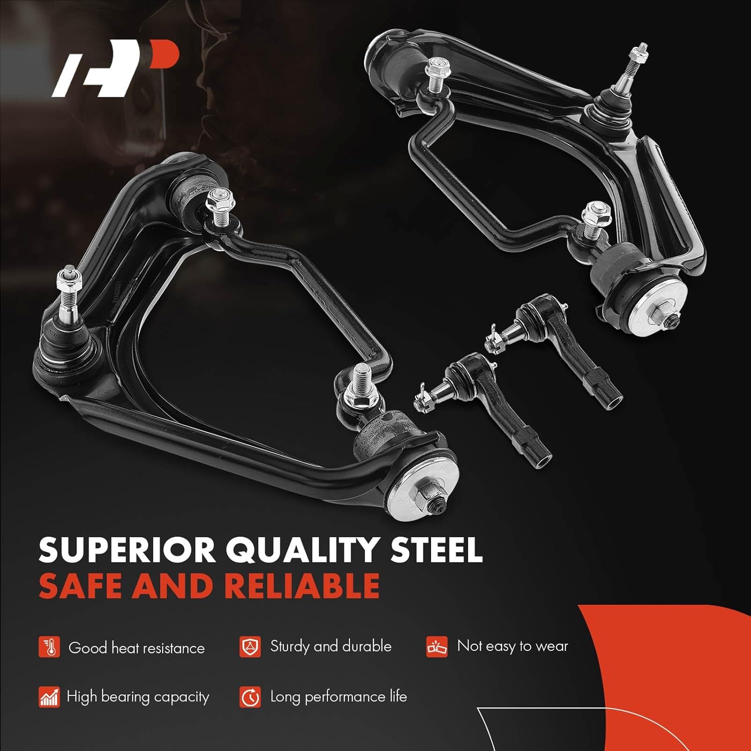 A-Premium Set of 6, Front Upper Control Arm, Inner Outer Tie Rod End, Compatible with Ford Explorer 2002-2003, Mercury Mountaineer 2002-2003, V8 4.6L Only