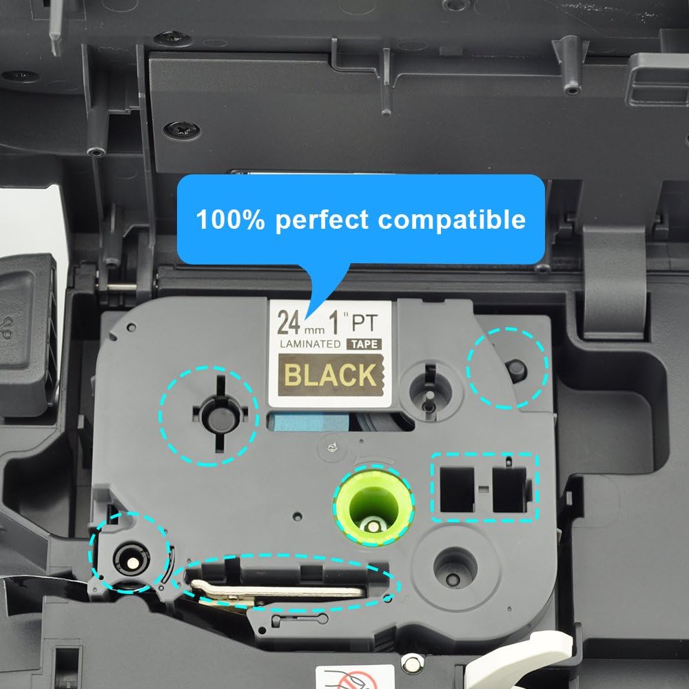 Label Orison Compatible P Touch Label Maker Tape 5Pack TZ354 TZe 354 Gold on Black TZ Cartridge Self Adhesive Cassette Refills,0.94 Inch x 26.2Feet(24mm x8m)