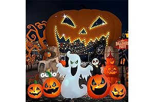 8ft Bat Pumpkin Row Stand Halloween Decoration Inflatable Black and Orange Spooky...