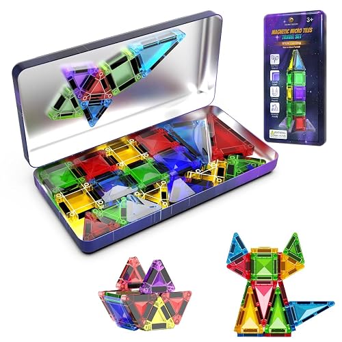 Desire Deluxe Micro Bloques Magnéticos de Construcción - Juguete Educativo Stem de Viaje para Niños, Juguete Sensorial Montessori Magnético para Niños y Niñas 3+ Años (28 Piezas – Multicolor)