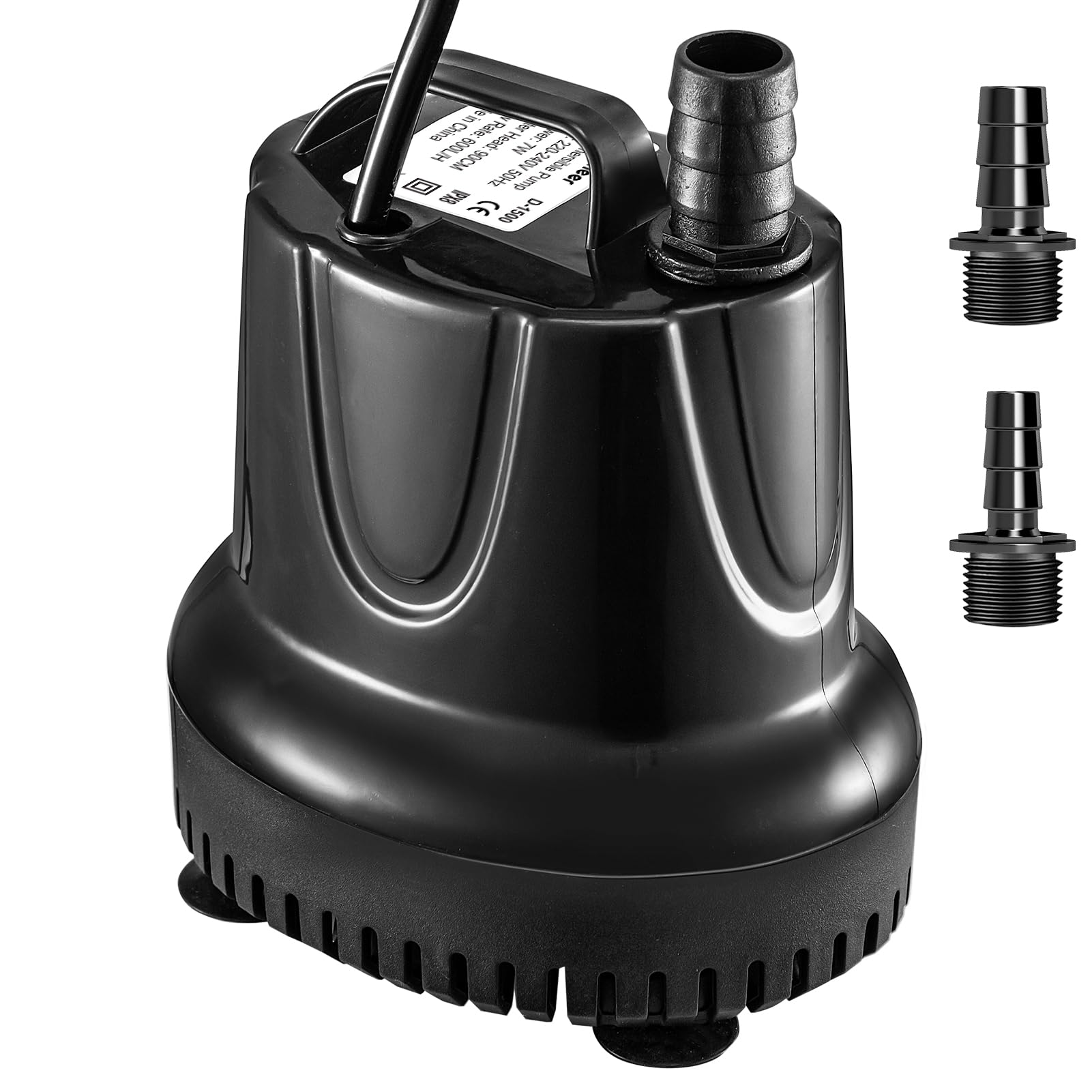 GROWNEER Submersible Water Pump 7W 600L/H, Ultra Quiet Small Aquarium Pump with 2 Nozzles for Pond, Fountains, Fish Tank, Statuary and Hydroponic Lift 0.9m
