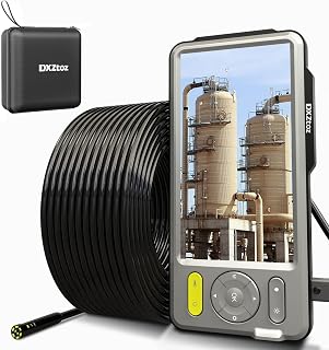 50FT Sewer Inspection Camera 5'' Larger IPS Screen, DXZtoz Dual-Lens Endoscope Borescope Snake Camera with Light Waterproof Drain Pipe Duct Plumbing Plumbers Fiber Optic Scope Camera[Upgraded]