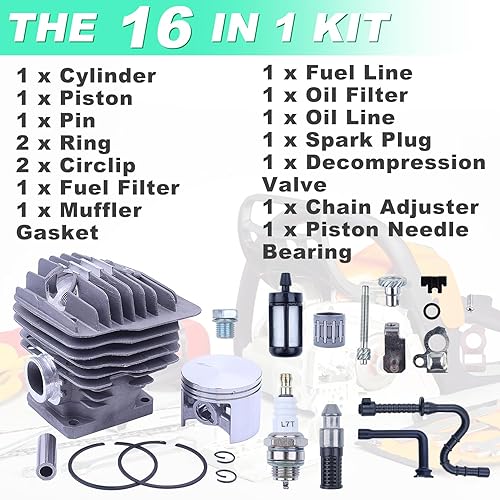 Miniatura 6 de Adefol Kit de pistón de cilindro de 2.047 in para Stihl MS460 046 Pieza de repuesto de motosierra con cojinete de aguja, línea de filtro de