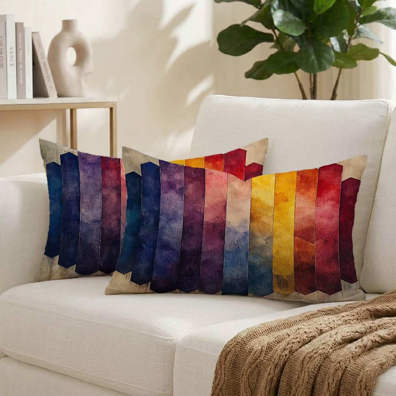 Lin taie d'oreiller pour jardin 40x80 cm au tissage décoratif durable