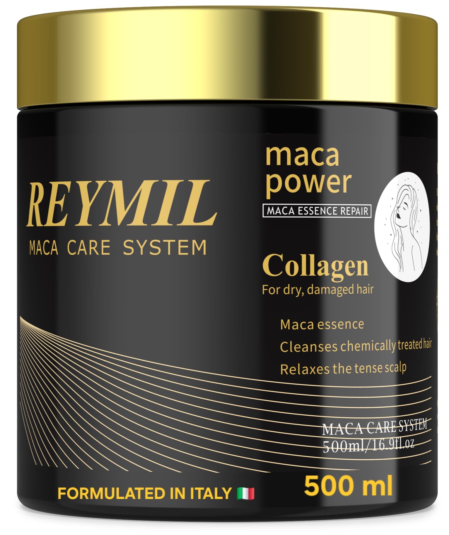 REYMIL-Collagen hair mask - hair treatment for dry damaged hair - Collagen Hair Treatment Deep Repair Conditioning Argan Oil Shine and Softness for Healthy Hair -16.9onz mascarilla para el cabello