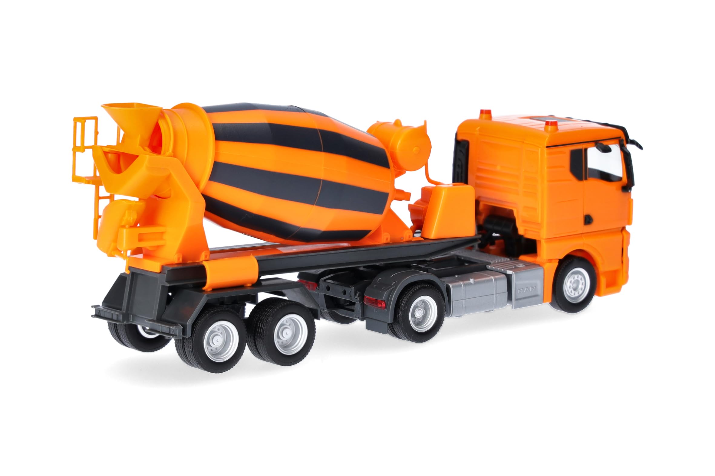 Herpa model ciężarówki MAN TGX GN betonomieszarka zestaw ciągnik siodłowy 2-osiowy/2-osiowy, kommunalorange, miniatura w skali 1:87, model kolekcjonerski, wyprodukowany w Niemczech, tworzywo sztuczne