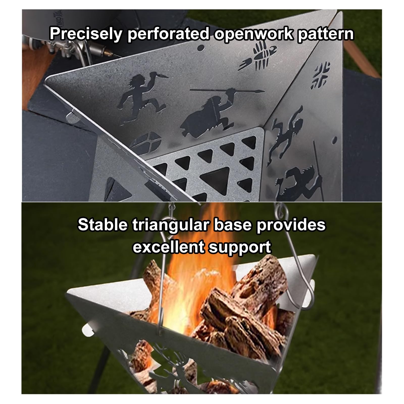 Braciere da Esterno Piccolo Modello Perforato Fornello da Esterno Molteplici Aperture di Ventilazione Base Triangolare Stabile Adatto per Attività All'aperto e Campeggio(A)