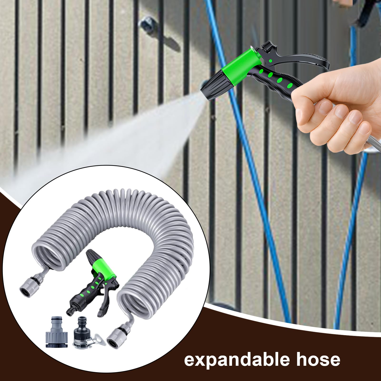 Tubo da giardino retrattile Tubo Per Irrigazione A 4 In Lattice Antipiega | Tubo Da Giardino In Per Pulizia Cortile, Lavaggio Auto, Cura Prato, Irrigazione Domestica