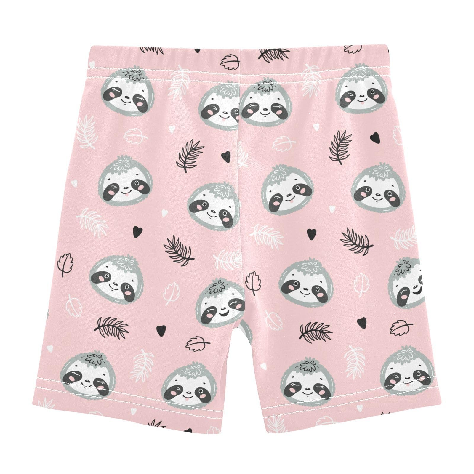 JHKKU Girls Cute Sloths Shorts Cotton Cartwheel Bike Kids Biker Under Dress Dance Short Girl Clothes 8Y