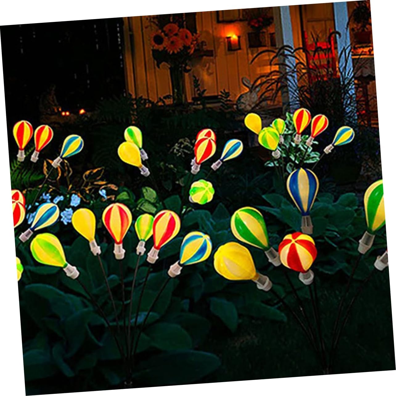 Kisangel 2pcs Led Solar Garden Stake Lamps Hot Air Balloon Decorative Outdoor Lights for Patio Pathway