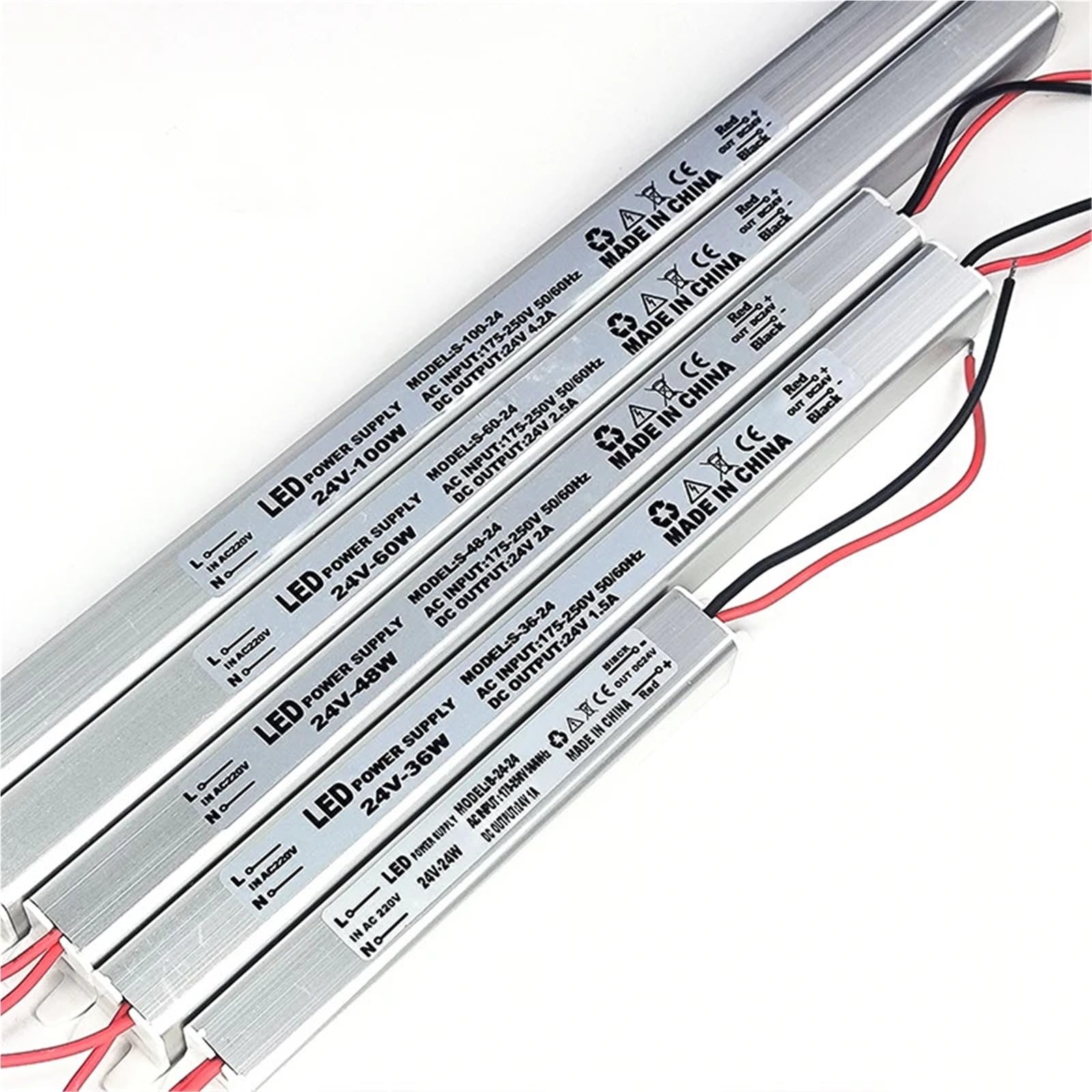 Zasilanie sterownika LED 12 V 24V, przełączanie 220V, oświetlenie sterownika LED 24 W 36 W 48 W 60 W 100 W dla światła LED (1 PIECE_36W_24V)