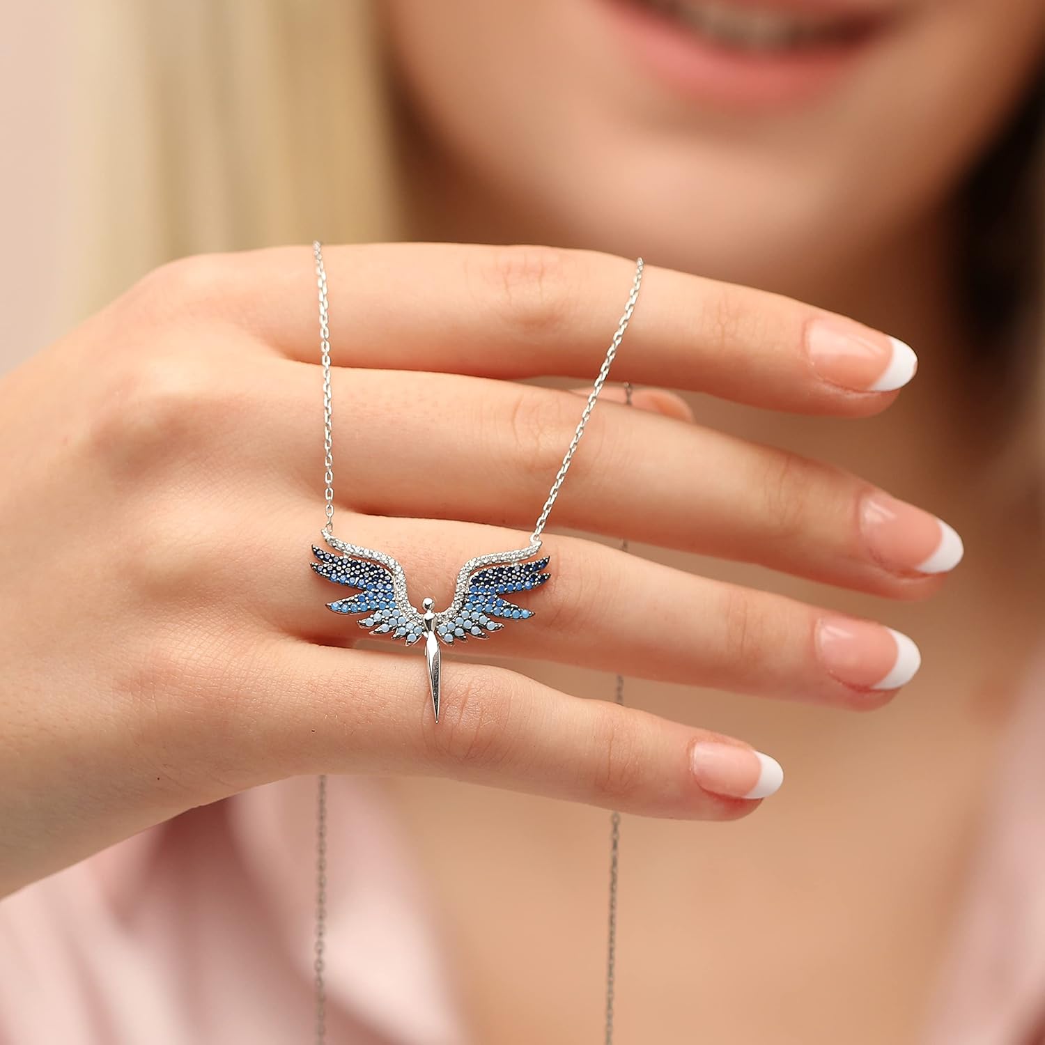 Blue Stone Sword Pendant Necklace, Archangel Michael Sterling Silver Charm, Spiritual Connection Jewelry, Unique Christmas Gift for Her - Image 8