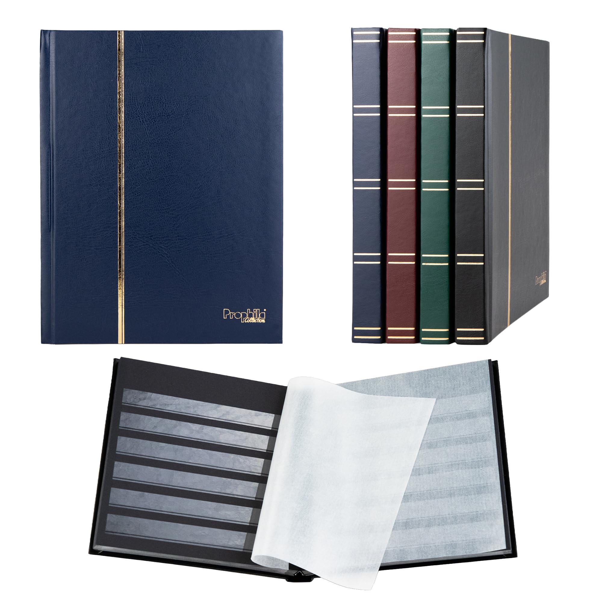 Prophila album pour timbres, 32 pages, intérieur noir (couv. Bleu)