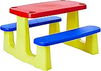 Conjunto com 1 Tampo, Assentos e 1 Base de Plásticos Montável Picnic, Tramontina, Vermelha/Azul/Amarela