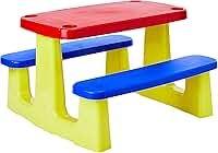 Conjunto com 1 Tampo, Assentos e 1 Base de Plásticos Montável Picnic, Tramontina, Vermelha/Azul/Amarela