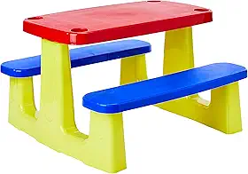 Conjunto com 1 Tampo, Assentos e 1 Base de Plásticos Montável Picnic, Tramontina, Vermelha/Azul/Amarela