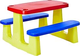 Conjunto com 1 Tampo, Assentos e 1 Base de Plásticos Montável Picnic, Tramontina, Vermelha/Azul/Amarela