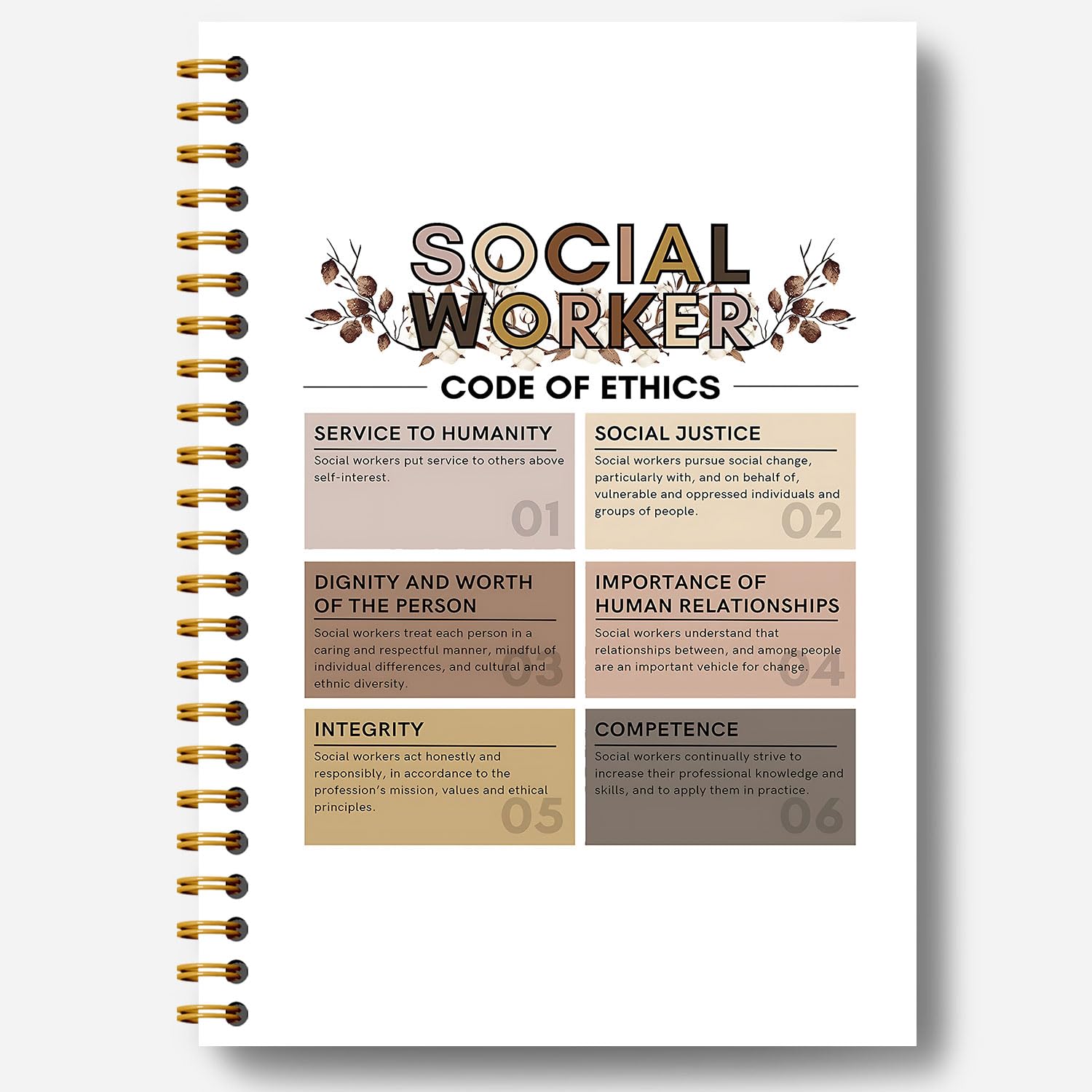 Carnet de notes de travailleur social, couverture rigide durable