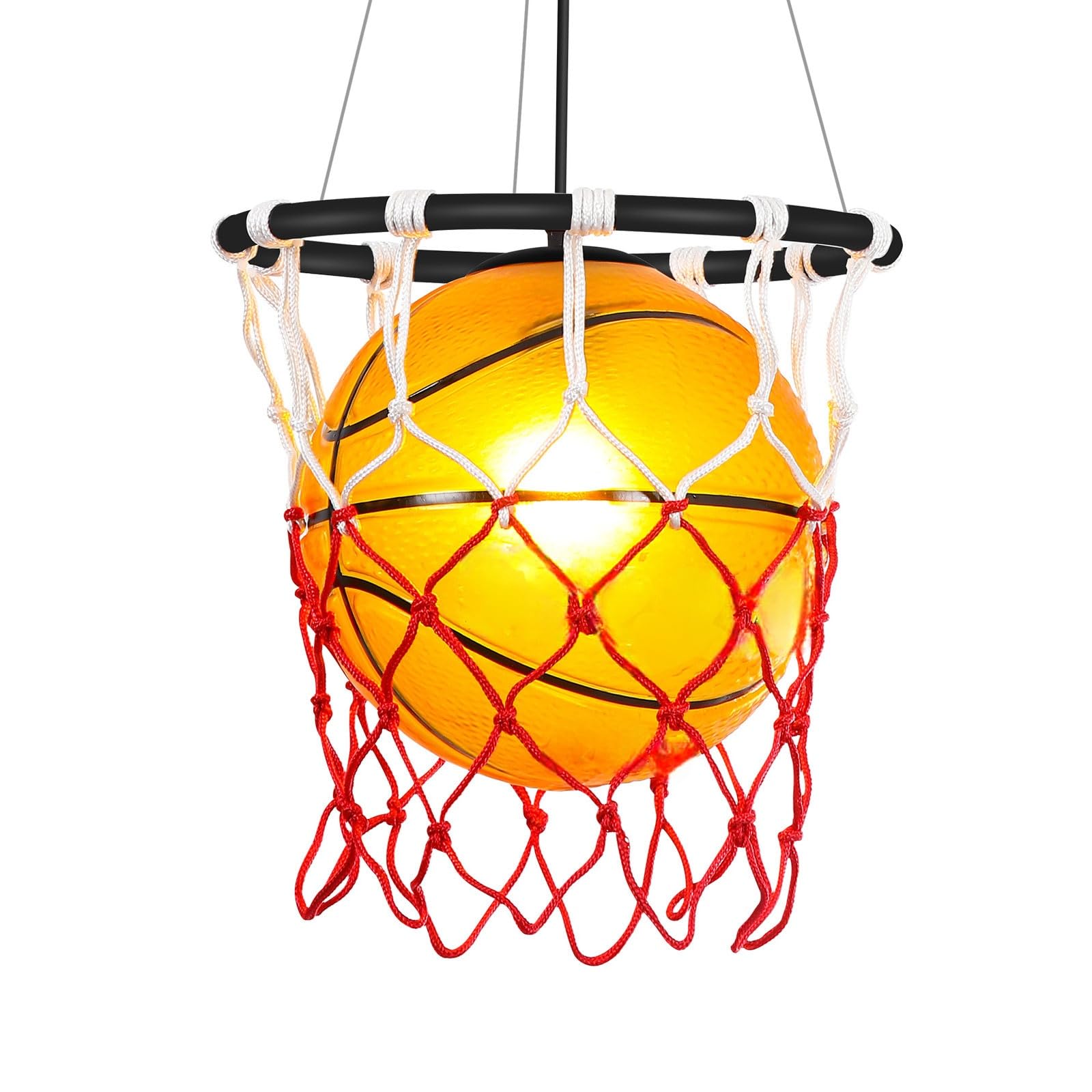 Lampadario Creativo a Tema Basket con Altezza Regolabile in Acrilico E27 Ideale per Cameretta Sala Giochi Bar Camera da Letto e Caffè