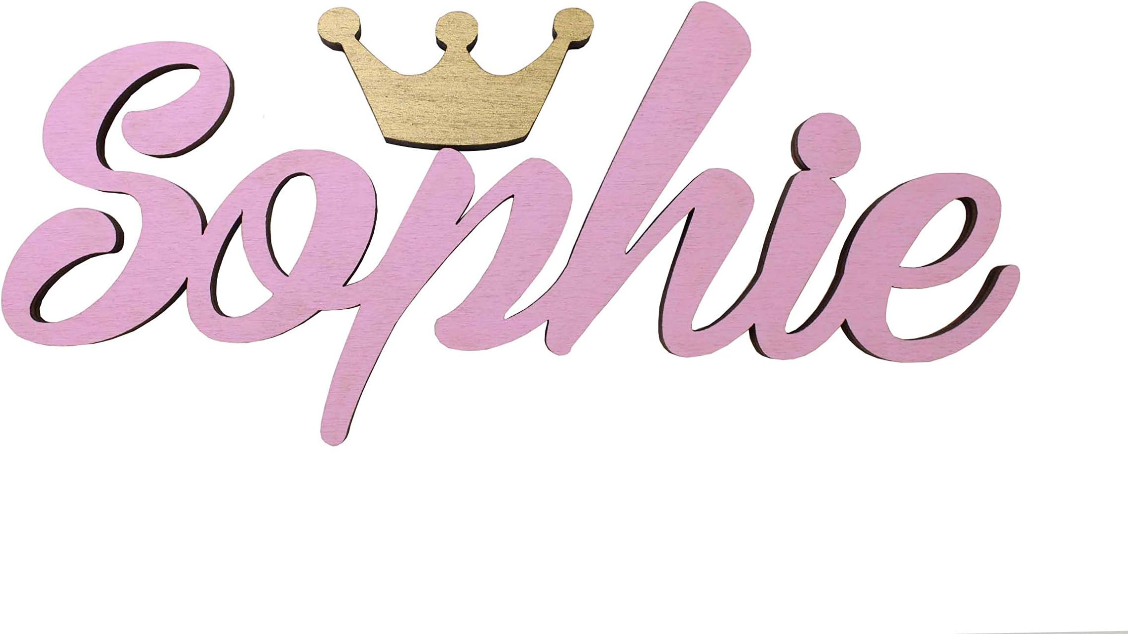 Door Name Plates for Children, Any Name with Crown (L17-21 cm, Golden Crown)