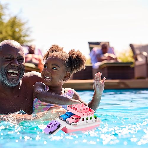 Miniatura 6 de Juego de juguetes de barco de ferry con 4 mini autos, juguetes de baño sin moho para niños, juguetes de baño para niñas de 4 a 8 años de edad,