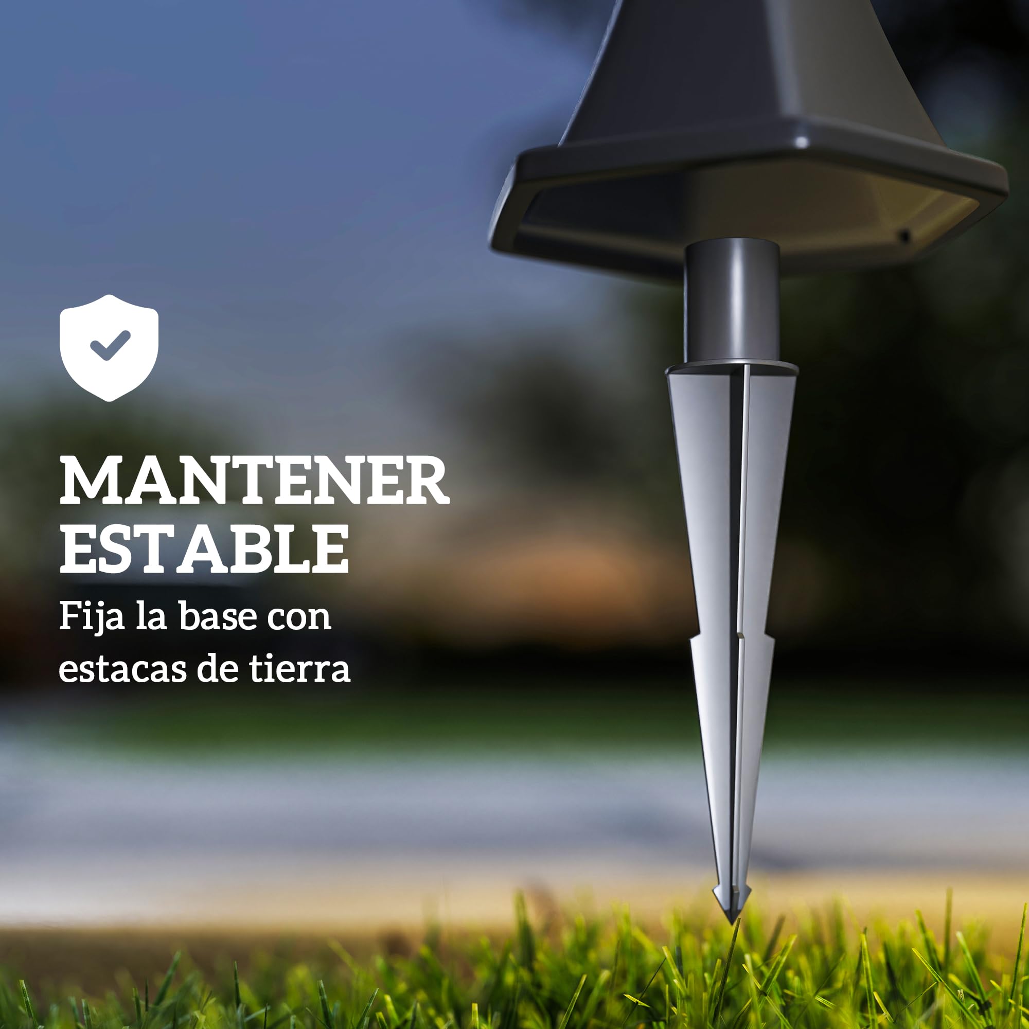 Outsunny 2 Farolas Solares de Jardín con 2 Luces LED Blanca Impermeable IP44 Apagado Automático Set de 2 Farolas de Exterior para Camino Terraza Patio 18,5x18,5x129 cm Negro