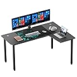 L Shaped Gaming Desk, 61 Inch Computer Corner Desk, Modern Office Study Writing Desk, Home Gaming Table with Mouse Pad & Cable Management, Sturdy Metal Frame, Easy to Assembly, Right