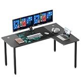 L Shaped Gaming Desk&comma; 61 Inch Computer Corner Desk&comma; Modern Office Study Writing Desk&comma; Home Gaming Table with Mouse Pad & Cable Management&comma; Sturdy Metal Frame&comma; Easy to Assembly&comma; Right