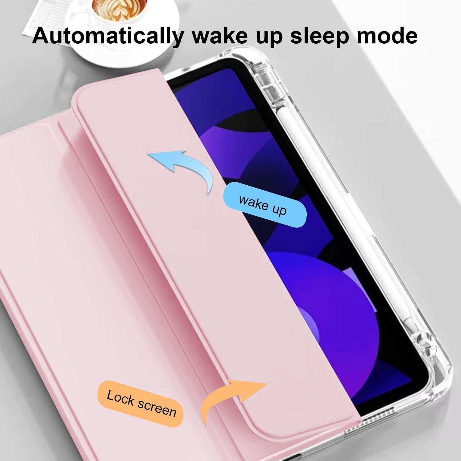 Case for Lenovo Idea Tab Pro Gen 2[Not Fit Idea Tab Pro],13 inch,Protective Case with Transparent Back Shell, Auto Sleep/Wake Cover, [Protective Ultra Thin][Stand Function] [Anti Scratch]-Pink image 2