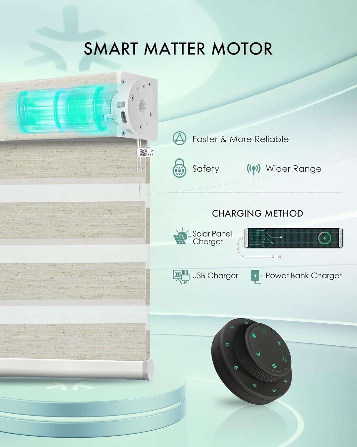 Yoolax Motorized Matter Zebra Blinds Compatible with Alexa, Google Home, Apple HomeKit, Room Darkening Smart Blinds, Privacy Light Control Horizontal Window Blind for Home (75% Shading Jungle Linen)