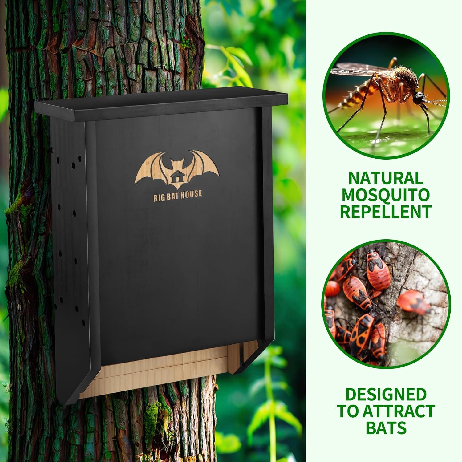 MINCORD Bat House for Outdoors, Wooden Bat Box Kit to Attract Bats for Clean Your Backyard from Mosquitoes