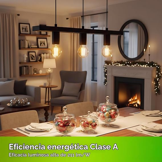 LVWIT E27 LED Bulbs Warm Light 2700K,Vintage Style A60 LED Filament Bulb,5W Equivalent to 75W,1055 LM,Ultra Efficient Class A Filament Bulbs,Energy Saving,Non-Dimmable,6U