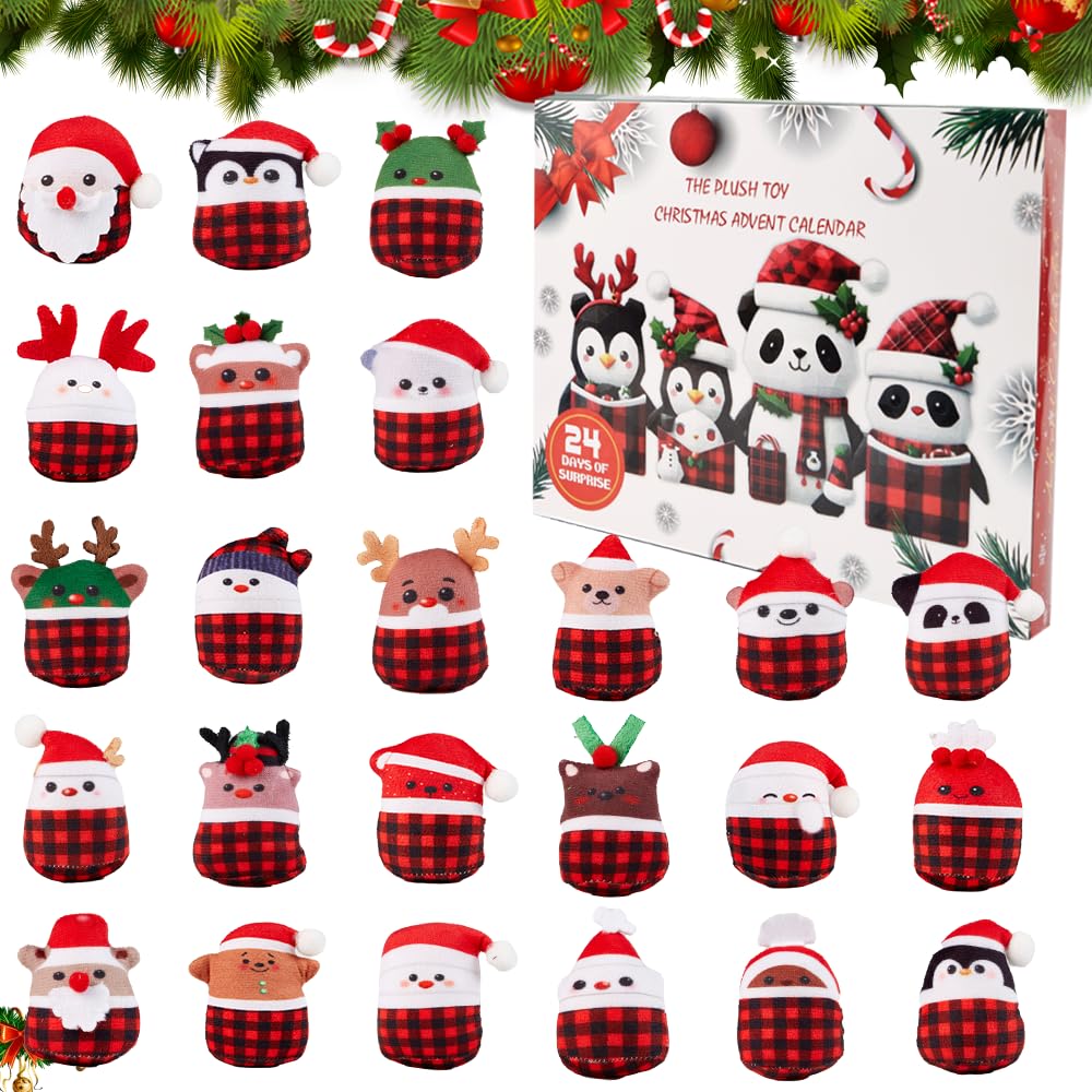 Christmas Advent Calendar 2024,24 Days of Christmas Plush Set,Fun Toys For  Boys,Girls,Kids And Toddlers,Christmas Party Gifts