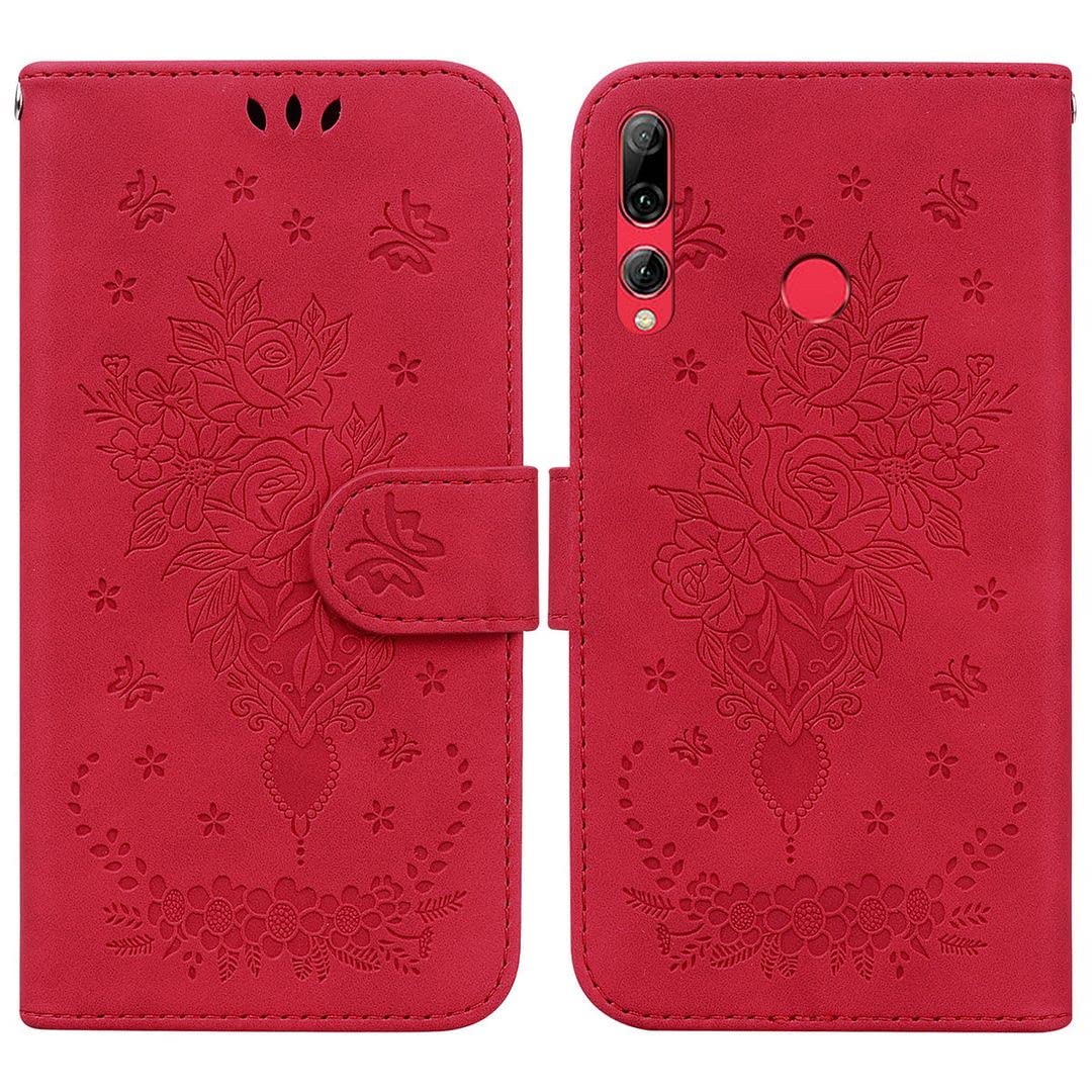 SATURCASE Custodia per Huawei P Smart Z, in pelle PU con doppio magnete e scomparti per carte di credito per Huawei P Smart Z / Y9 Prime 2019 (rosso