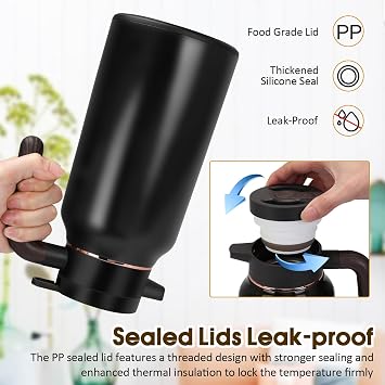 68oz Thermal Coffee Carafe, Stainless Steel Carafes for Hot Liquids, Black