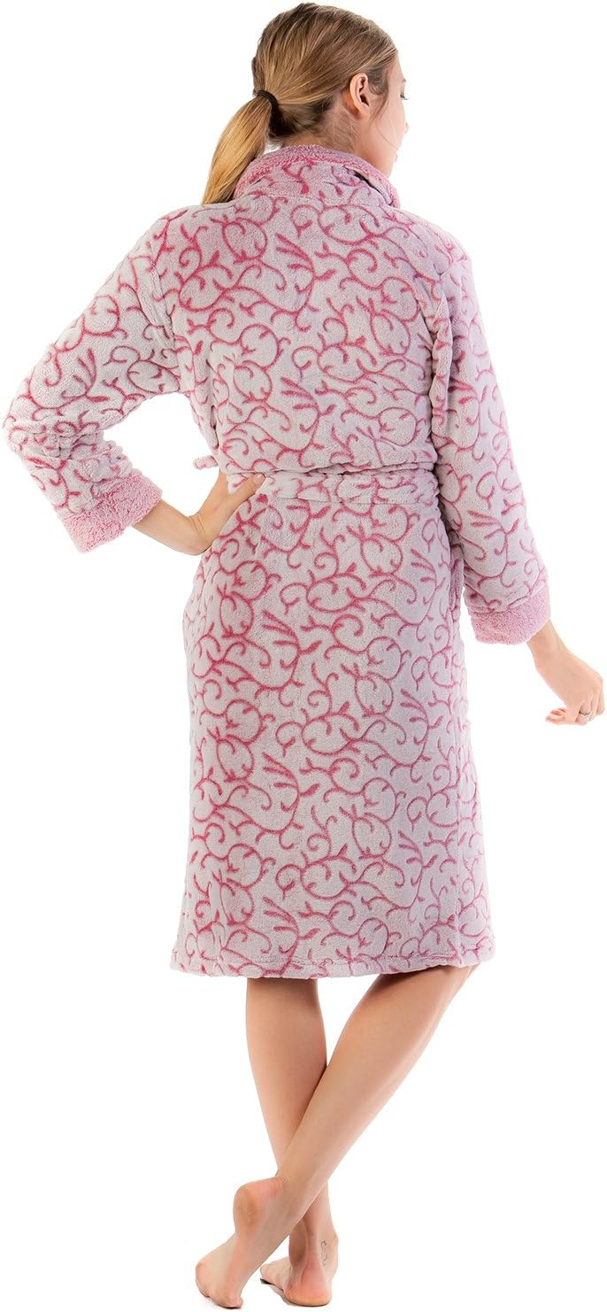 Casual Nights Women's Long Fleece Plush Robe Soft Feeling Bathrobe - Image 2