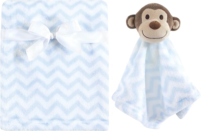 Hudson Baby Manta de Felpa Unisex para bebé con Manta de Seguridad, Azul, Talla única