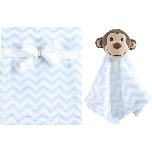 Hudson Baby Unisex Baby Plush Blanket with Security Blanket, Blue, One Size