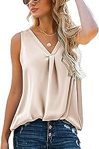 HOTOUCH Womens Silk Satin Tank Tops V Neck Tanktops Summer Casual Cami Sleeveless Camisole Blouse Basic Tank Shirt