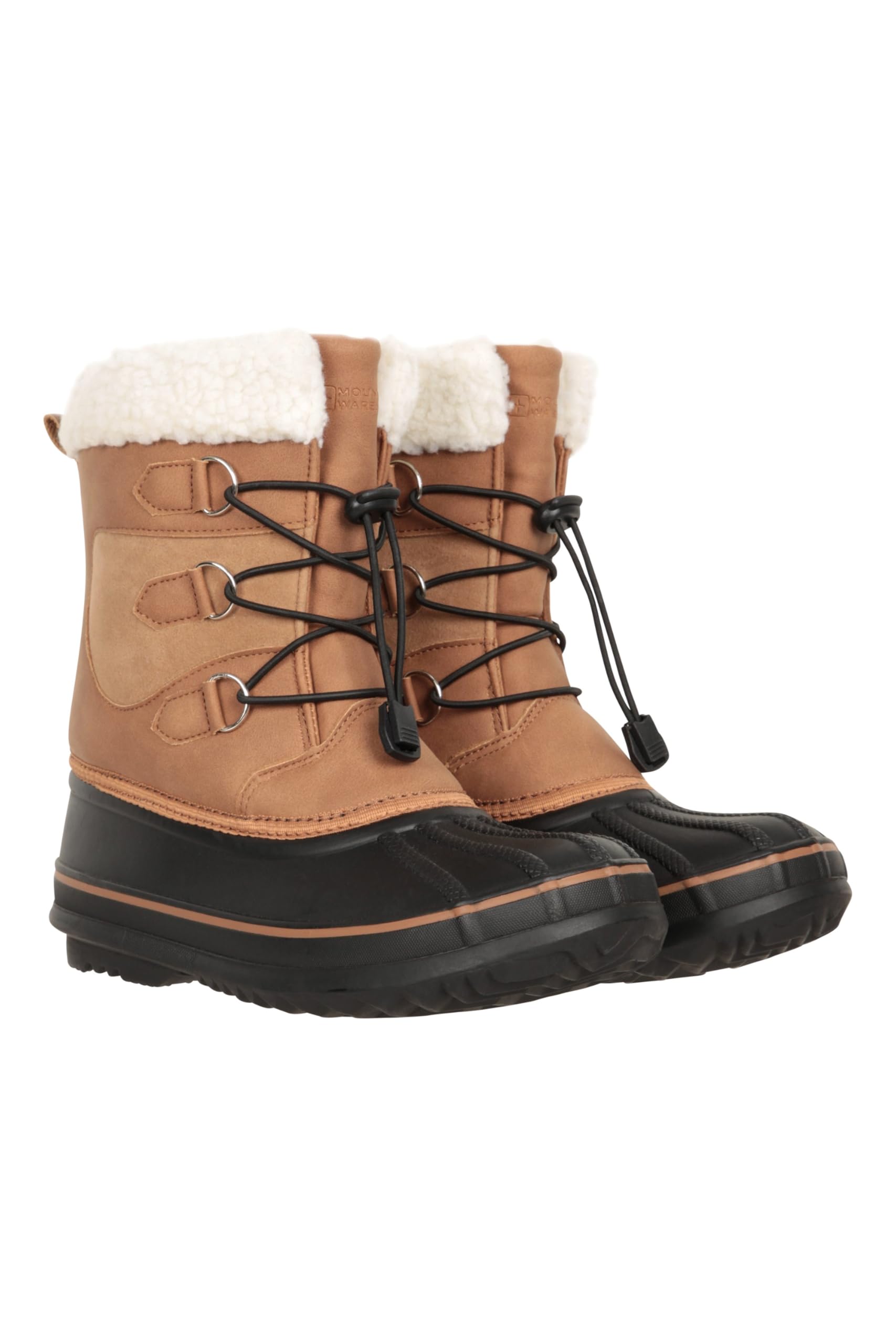 Mountain Warehouse Casual Kids Adaptive Lace Up Snow Boot - Water-Resistant Shoes with Elastic laces - Winter Skiing, Sports, Walking Tan 4